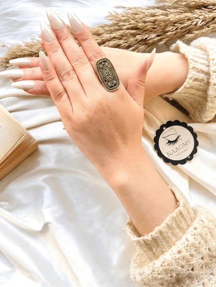 خاتم نحاسي مستطيل _ بنقوش عربيه Free Size