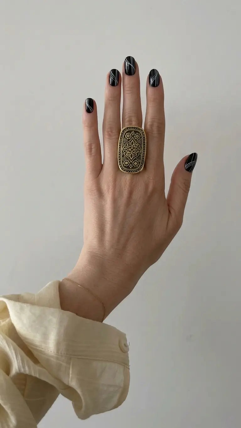 خاتم نحاسي مستطيل _ بنقوش عربيه Free Size
